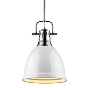 Golden - 3604-S CH-WH - One Light Pendant - Duncan - Chrome