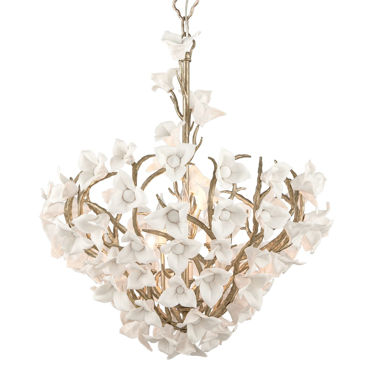 Corbett Lighting - 211-47-SGL - Six Light Chandelier - Lily - Enchanted Silver Leaf
