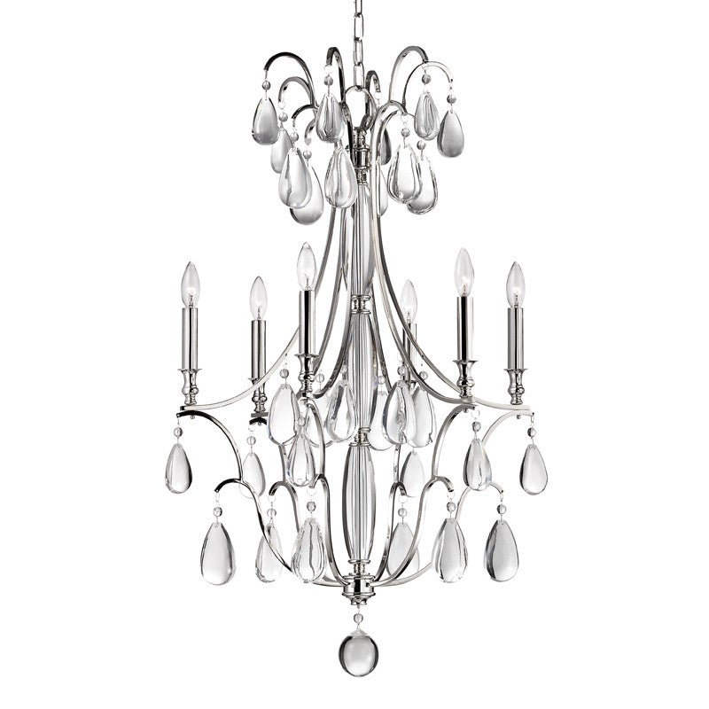 Hudson Valley - 9324-PN - Six Light Chandelier - Crawford - Polished Nickel