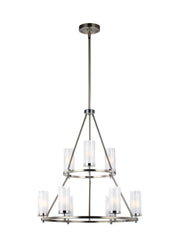 Generation Lighting - F2987/9SN/CH - Nine Light Chandelier - Jonah - Satin Nickel / Chrome