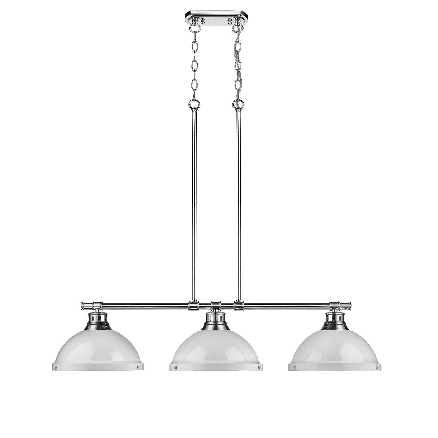 Golden - 3602-3LP CH-WH - Three Light Linear Pendant - Duncan - Chrome