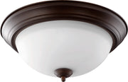 Quorum - 3063-15-86 - Three Light Ceiling Mount - 3063 Ceiling Mounts - Oiled Bronze|Satin Opal