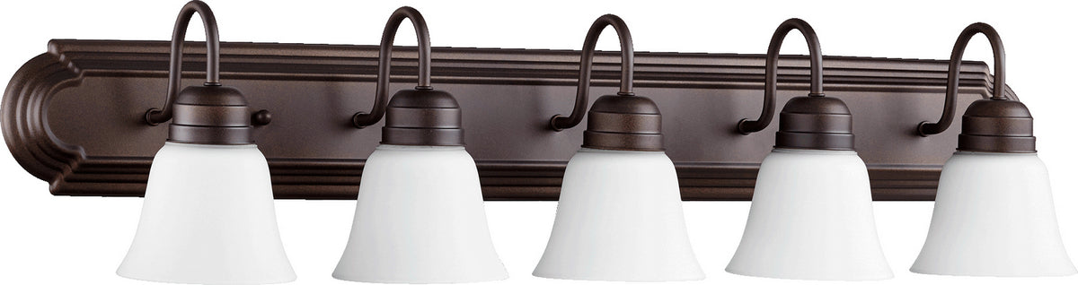 Quorum - 5094-5-86 - Five Light Vanity - Campbell - Oiled Bronze|Satin Opal