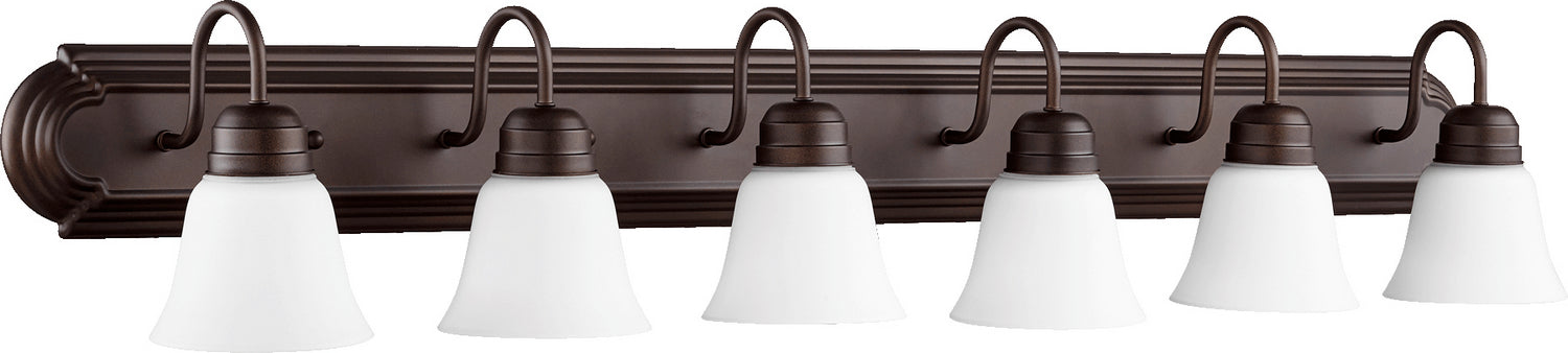 Quorum - 5094-6-86 - Six Light Vanity - Campbell - Oiled Bronze|Satin Opal