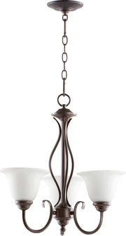 Quorum - 6010-3-186 - Three Light Chandelier - Spencer - Oiled Bronze|Satin Opal