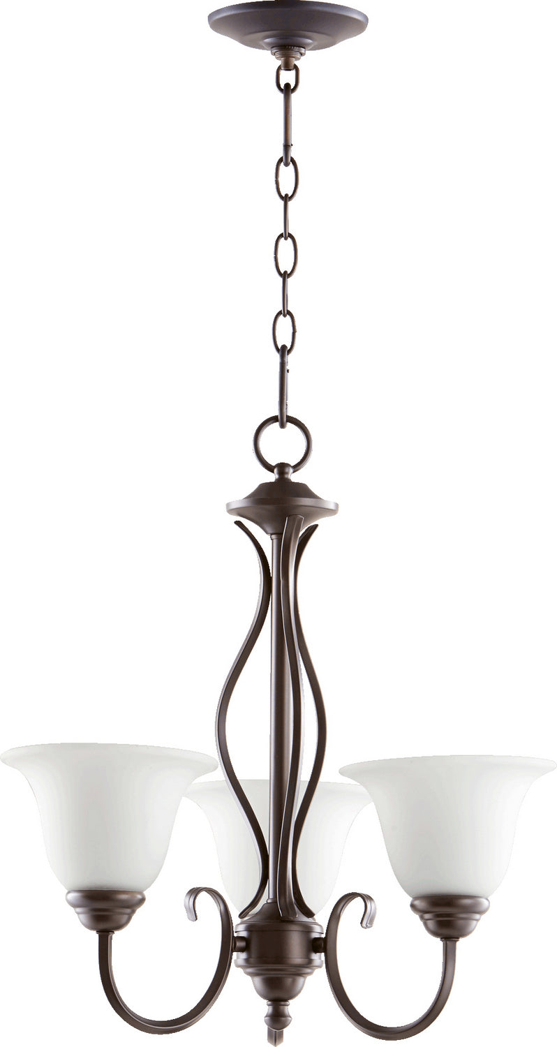 Quorum - 6010-3-186 - Three Light Chandelier - Spencer - Oiled Bronze|Satin Opal