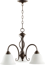 Quorum - 6410-3-186 - Three Light Chandelier - Spencer - Oiled Bronze|Satin Opal