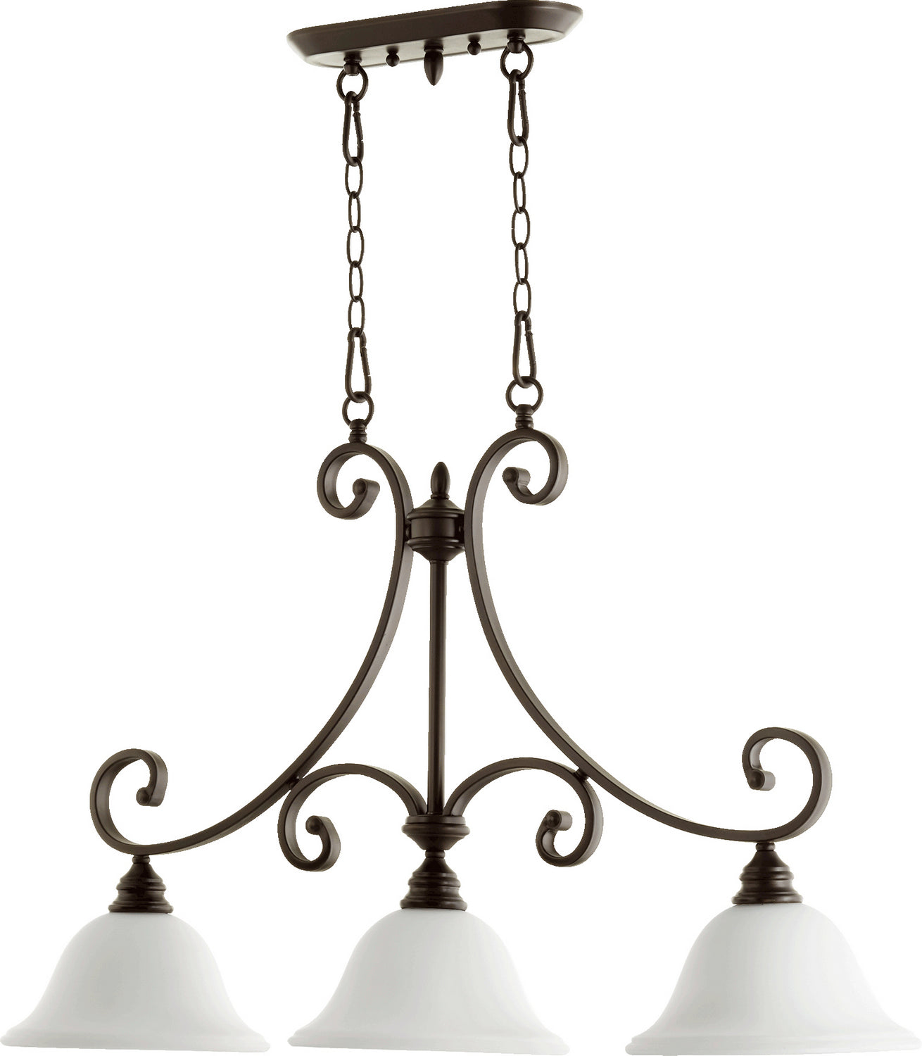 Quorum - 6554-3-186 - Three Light Island Pendant - Bryant - Oiled Bronze|Satin Opal