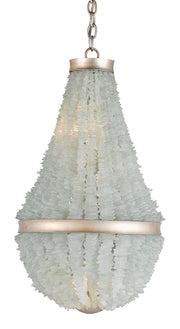 Currey and Company - 9966 - Three Light Chandelier - Contemporary Silver Leaf/Seaglass