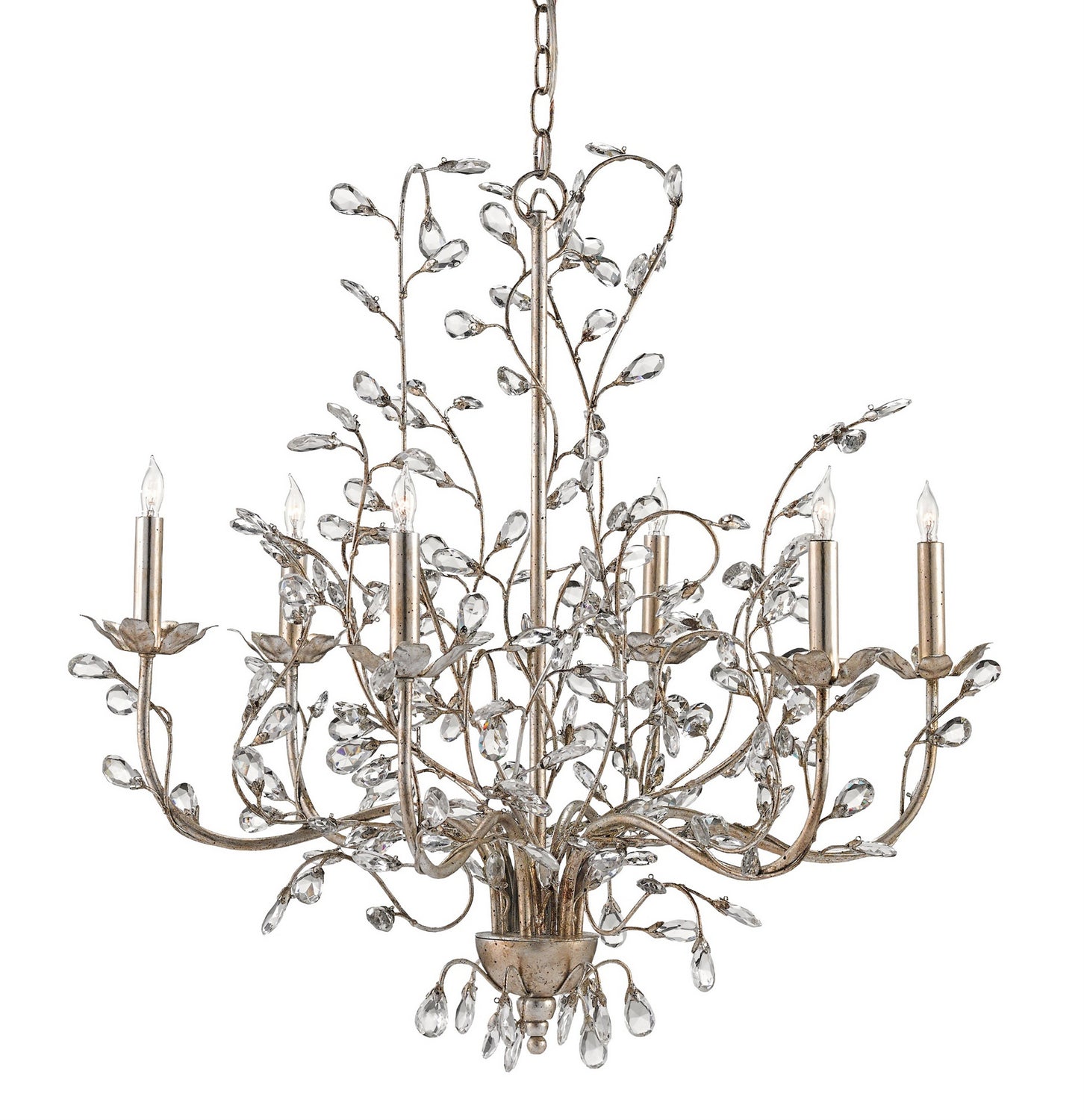 Currey and Company - 9973 - Six Light Chandelier - Silver Granello