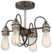 Minka-Lavery - 4454-784 - Four Light Semi Flush Mount - Uptown Edison - Harvard Court Bronze W/Pewter
