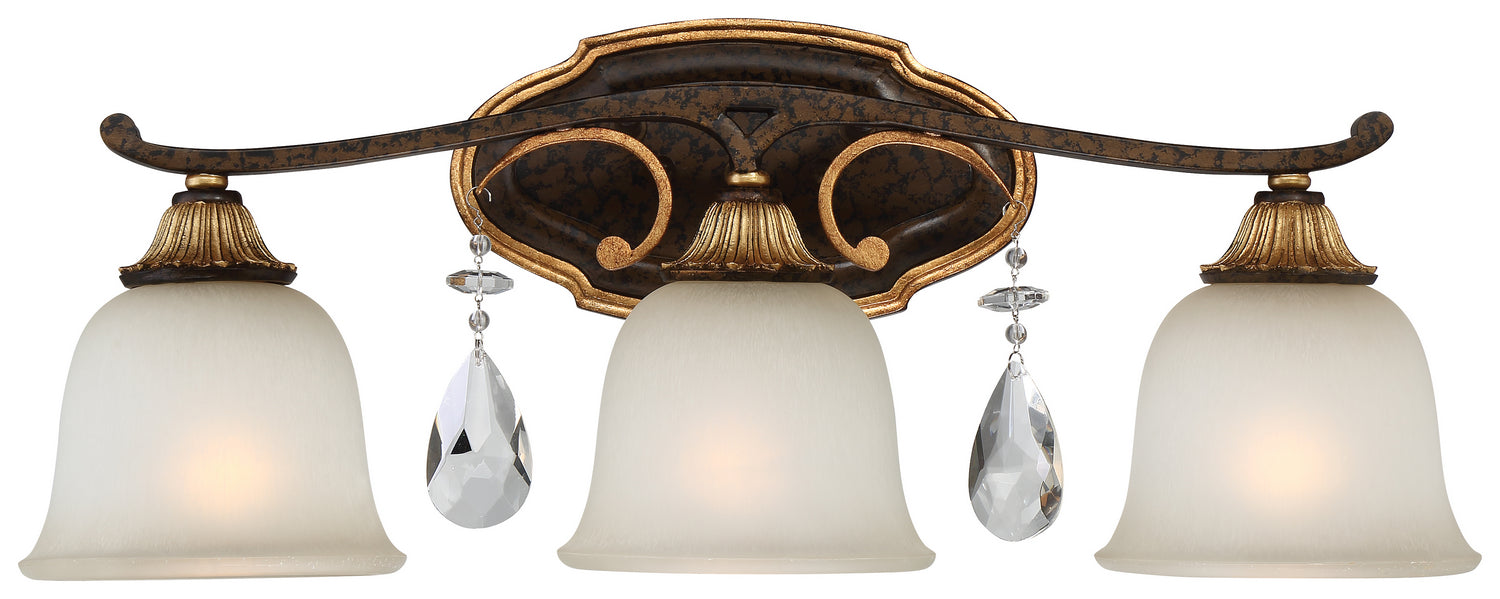 Metropolitan - N1463-652 - Three Light Bath - Chateau Nobles - Raven Bronze With Sunburst Gold Leaf Highlights