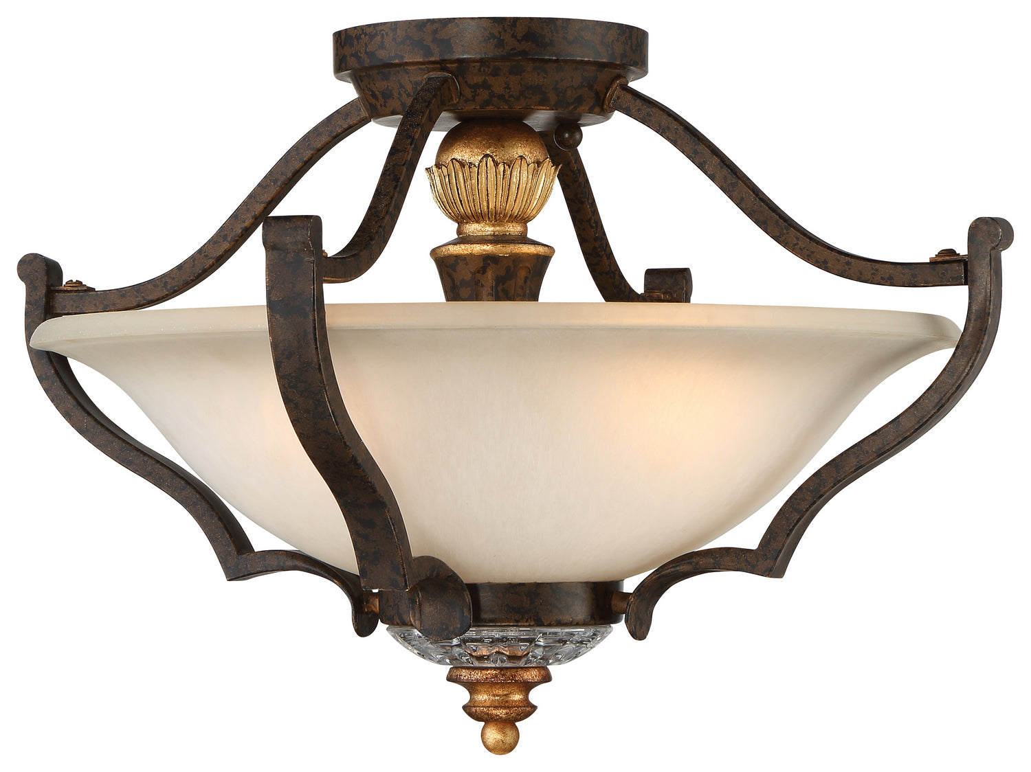 Metropolitan - N6450-652 - Three Light Semi Flush Mount - Chateau Nobles - Raven Bronze With Sunburst Gold Leaf Highlights