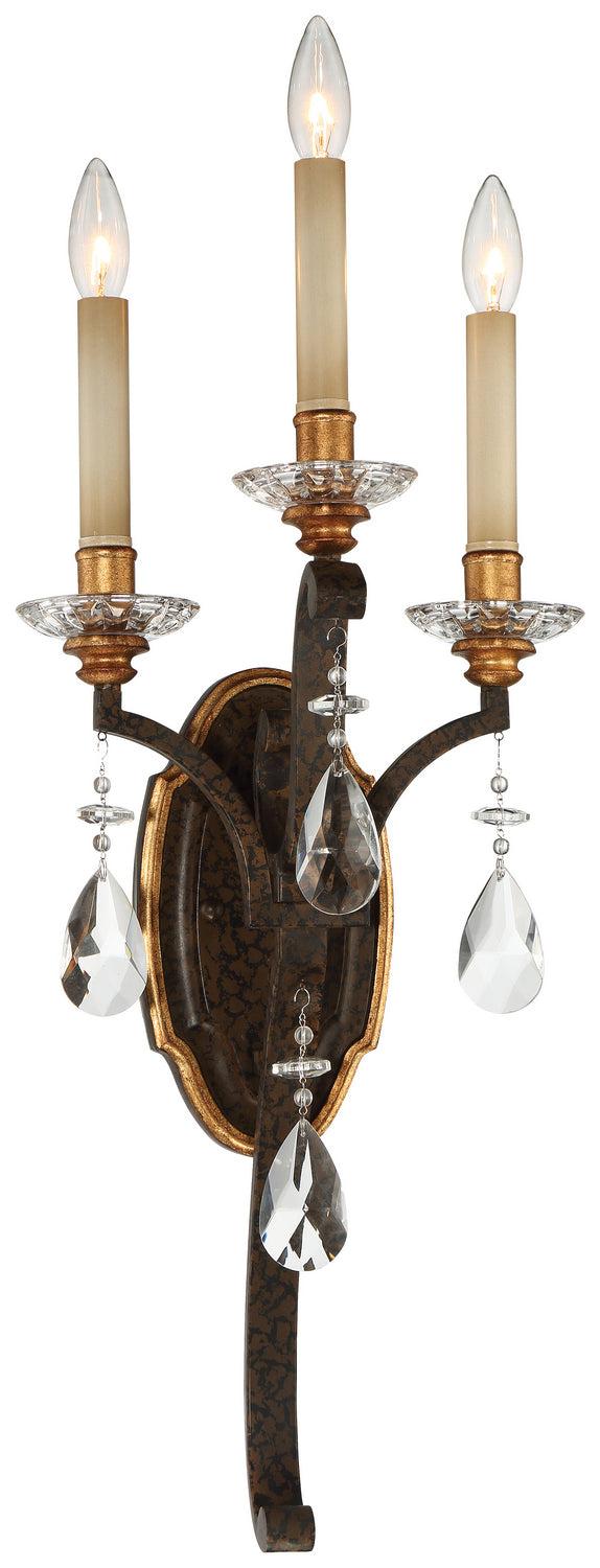 Metropolitan - N6453-652 - Three Light Wall Sconce - Chateau Nobles - Raven Bronze With Sunburst Gold Leaf Highlights