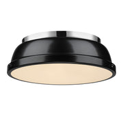 Golden - 3602-14 CH-BK - Two Light Flush Mount - Duncan - Chrome