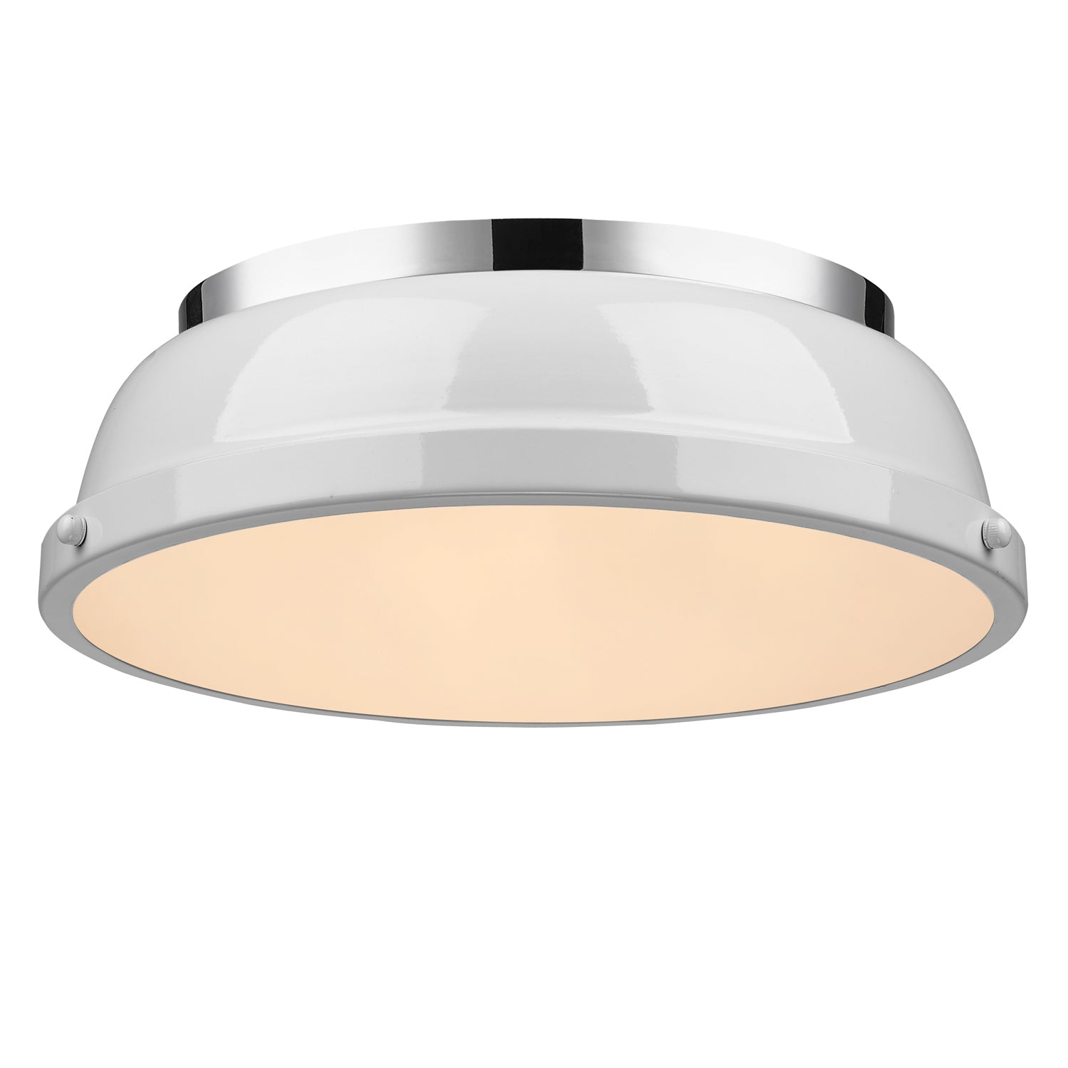 Golden - 3602-14 CH-WH - Two Light Flush Mount - Duncan - Chrome