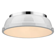 Golden - 3602-14 CH-WH - Two Light Flush Mount - Duncan - Chrome