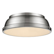 Golden - 3602-14 PW-PW - Two Light Flush Mount - Duncan - Pewter