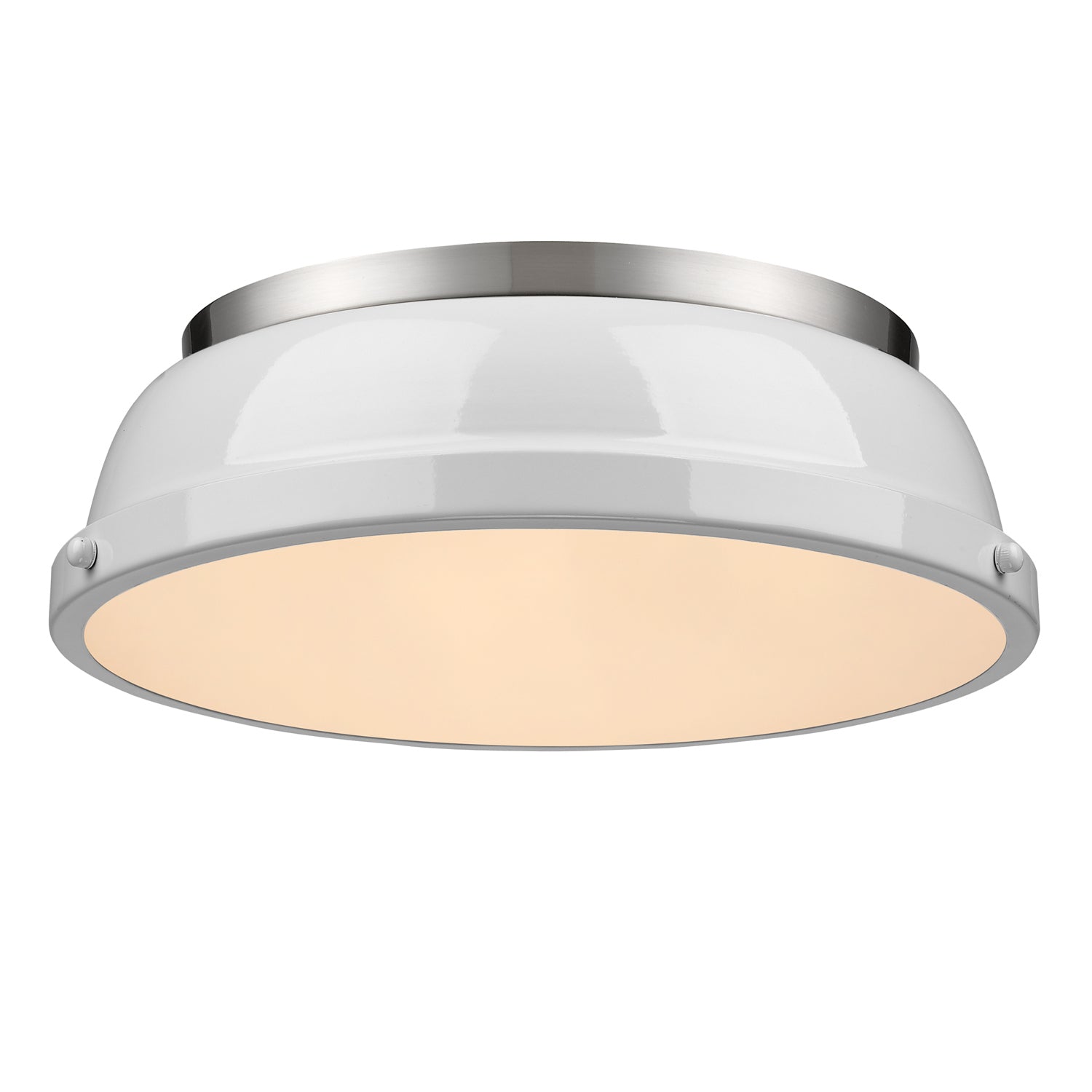 Golden - 3602-14 PW-WH - Two Light Flush Mount - Duncan - Pewter
