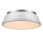 Golden - 3602-14 PW-WH - Two Light Flush Mount - Duncan - Pewter