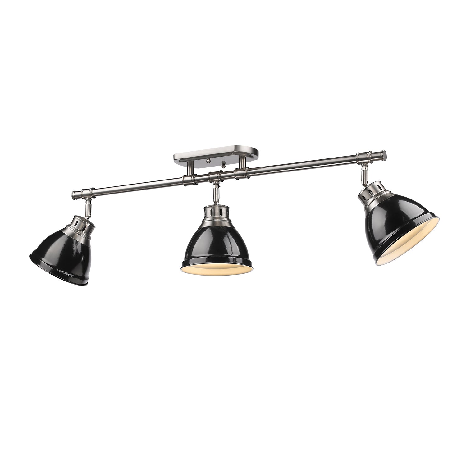 Golden - 3602-3SF PW-BK - Three Light Semi-Flush Mount - Duncan - Pewter