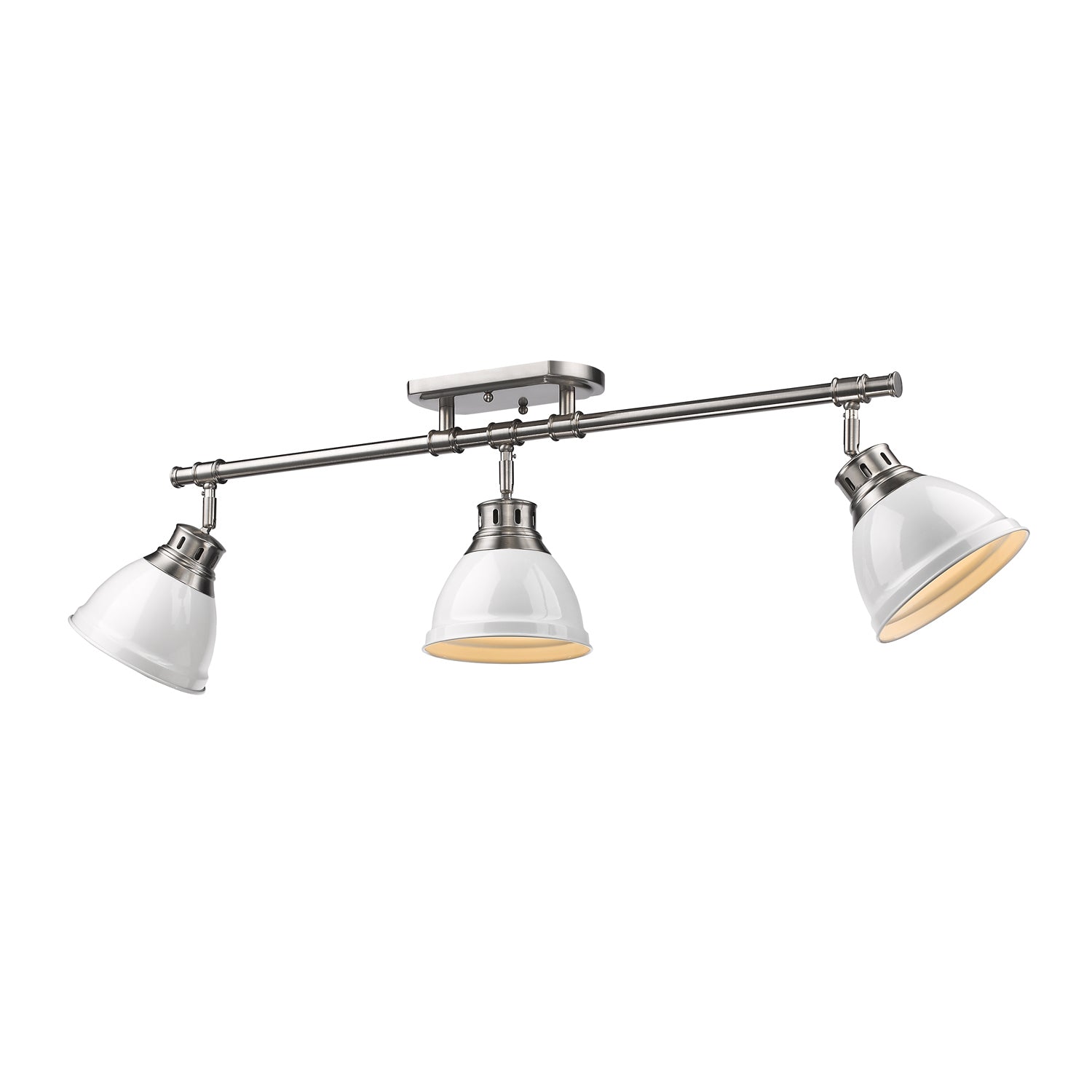 Golden - 3602-3SF PW-WH - Three Light Semi-Flush Mount - Duncan - Pewter