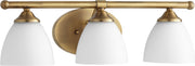Quorum - 5150-3-80 - Three Light Vanity - Brooks - Aged Brass|Satin Opal