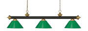 Z-Lite - 200-3BRZ+SG-PGR - Three Light Billiard - Riviera - Bronze / Satin Gold
