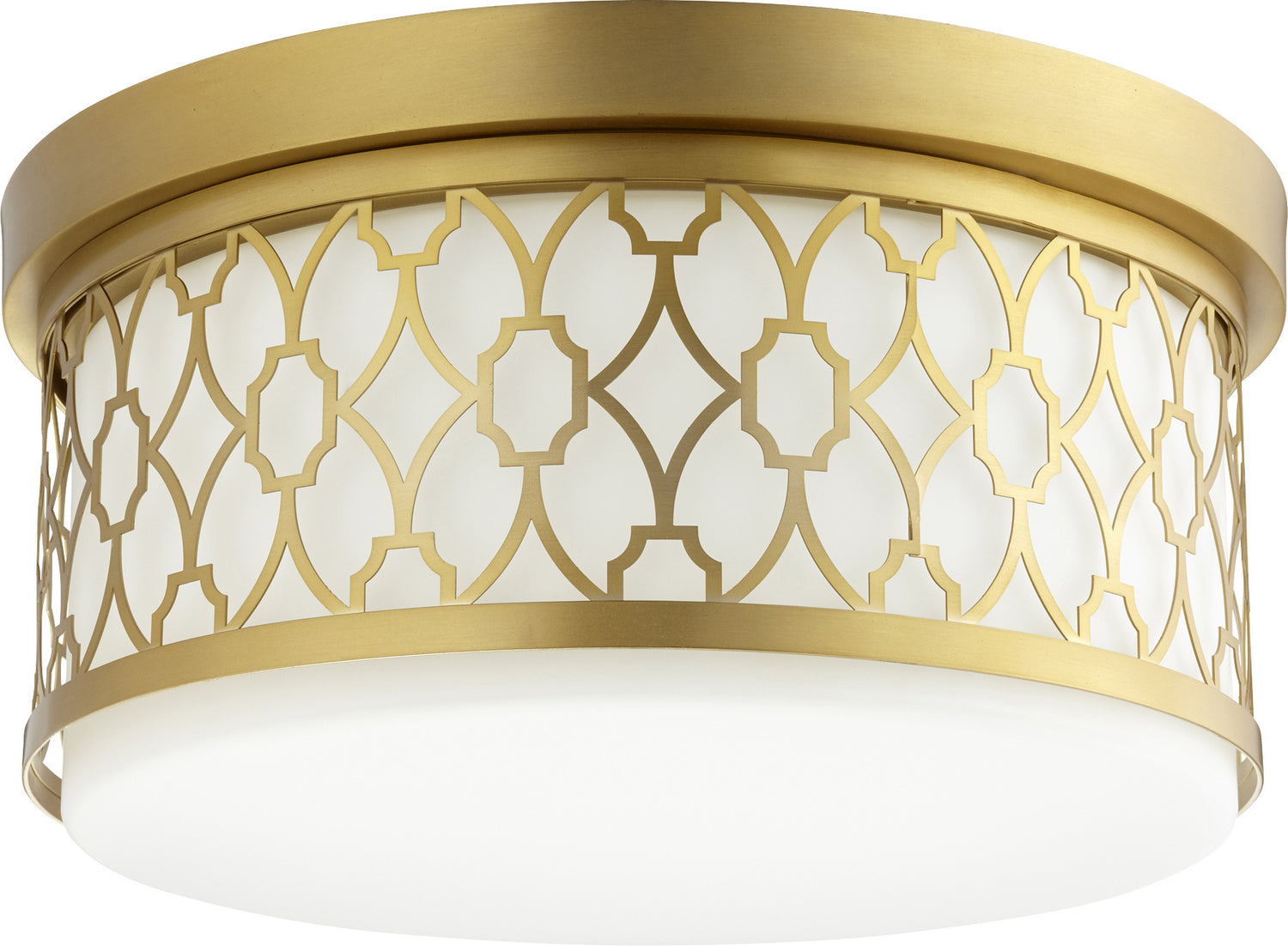 Quorum - 344-14-80 - Three Light Ceiling Mount - 344 Geometric Ceiling Mounts - Aged Brass