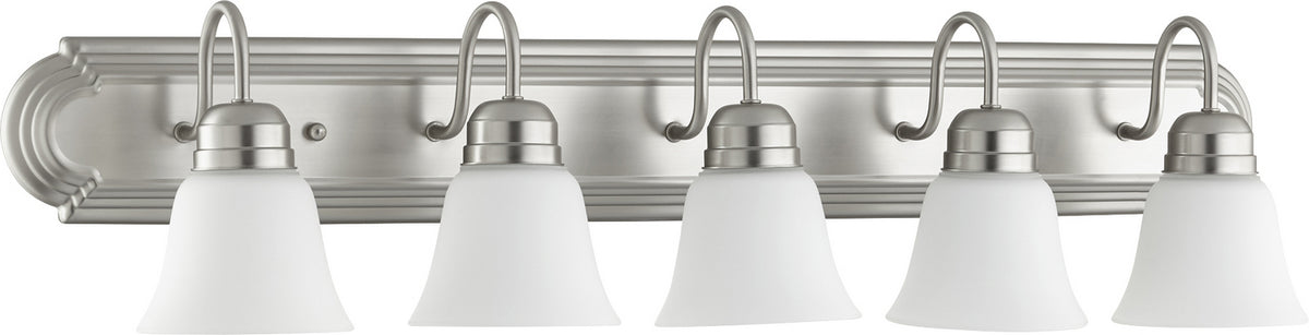 Quorum - 5094-5-65 - Five Light Vanity - Campbell - Satin Nickel|Satin Opal