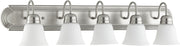 Quorum - 5094-5-65 - Five Light Vanity - Campbell - Satin Nickel|Satin Opal