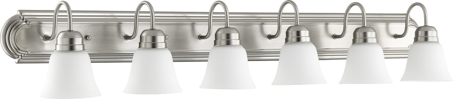 Quorum - 5094-6-65 - Six Light Vanity - Campbell - Satin Nickel|Satin Opal