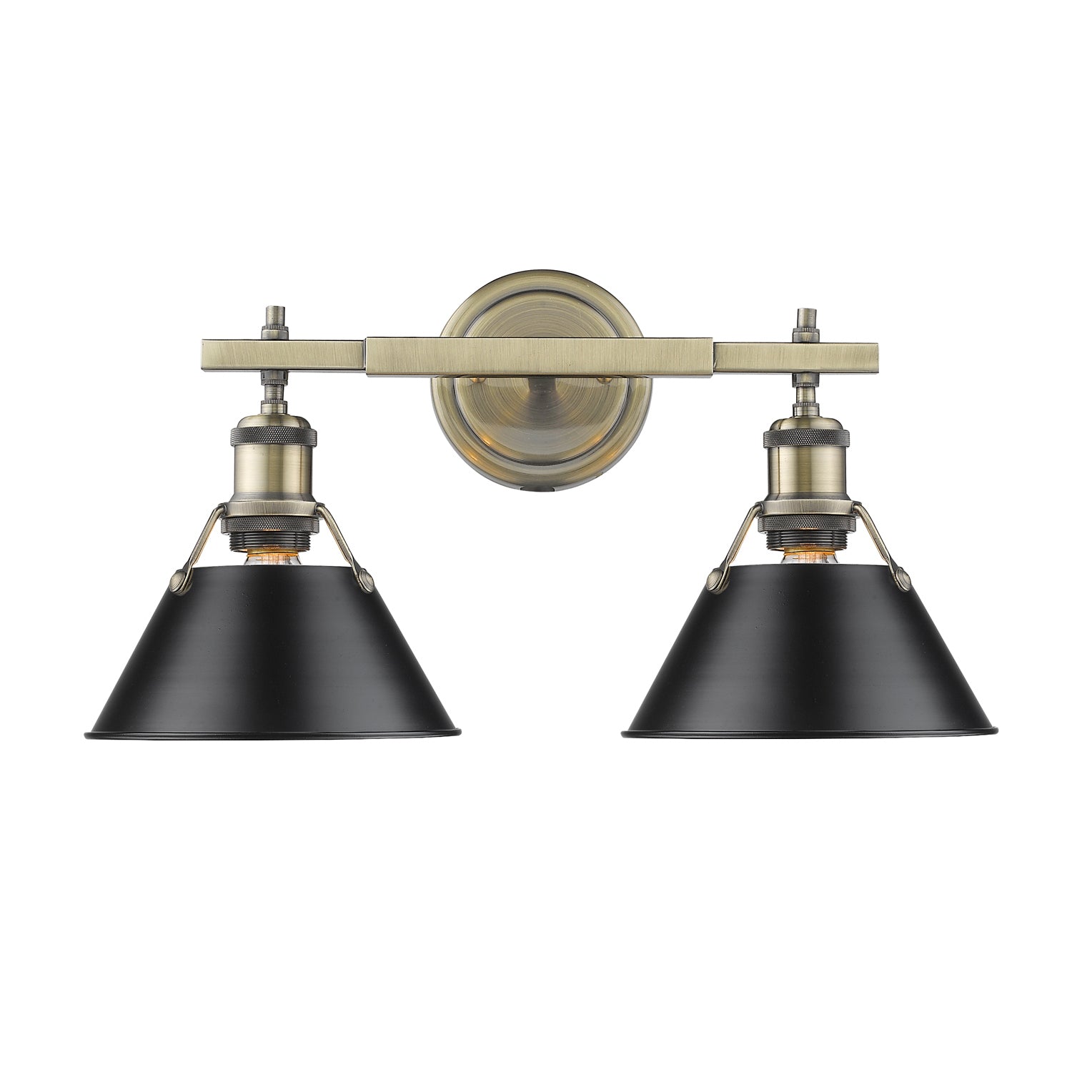 Golden - 3306-BA2 AB-BLK - Two Light Bath Vanity - Orwell - Aged Brass