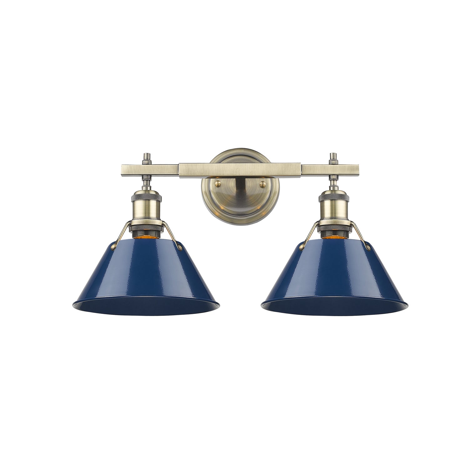 Golden - 3306-BA2 AB-NVY - Two Light Bath Vanity - Orwell - Aged Brass