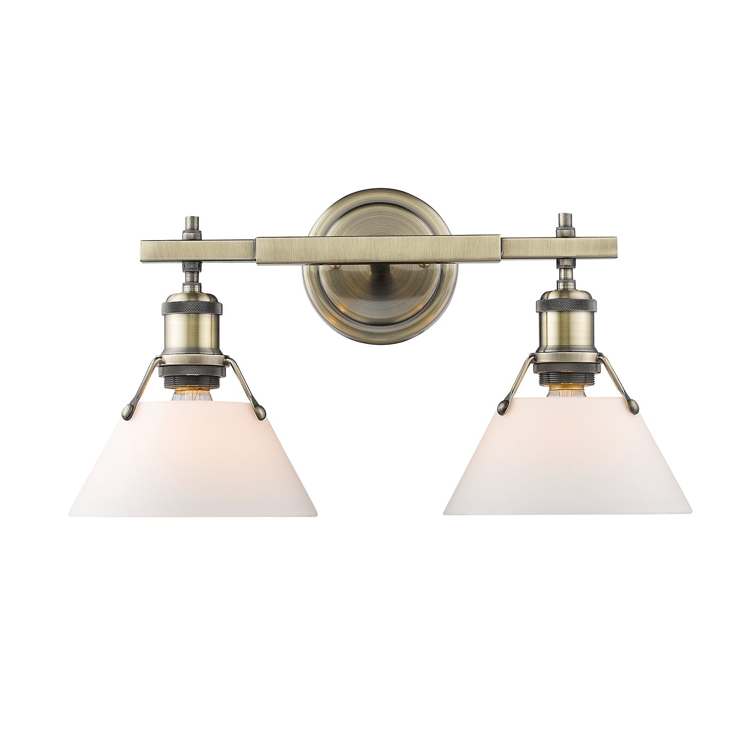 Golden - 3306-BA2 AB-OP - Two Light Bath Vanity - Orwell - Aged Brass