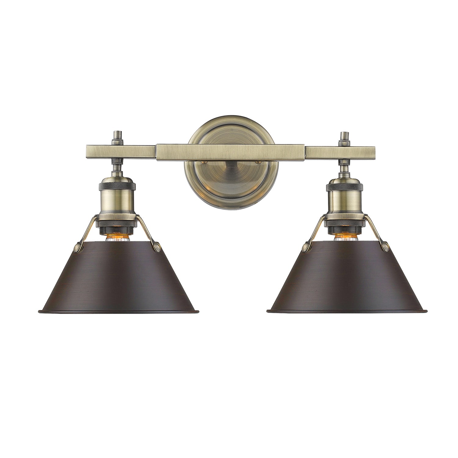 Golden - 3306-BA2 AB-RBZ - Two Light Bath Vanity - Orwell - Aged Brass