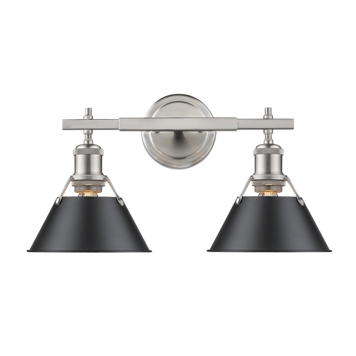 Golden - 3306-BA2 PW-BLK - Two Light Bath Vanity - Orwell - Pewter