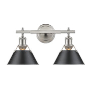 Golden - 3306-BA2 PW-BLK - Two Light Bath Vanity - Orwell - Pewter
