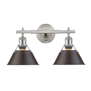 Golden - 3306-BA2 PW-RBZ - Two Light Bath Vanity - Orwell - Pewter