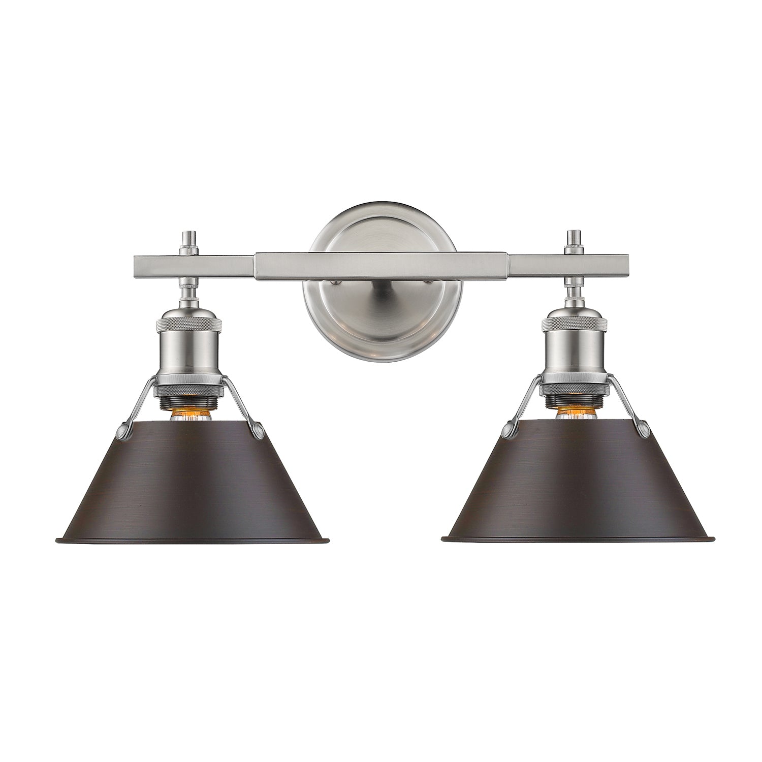 Golden - 3306-BA2 PW-RBZ - Two Light Bath Vanity - Orwell - Pewter