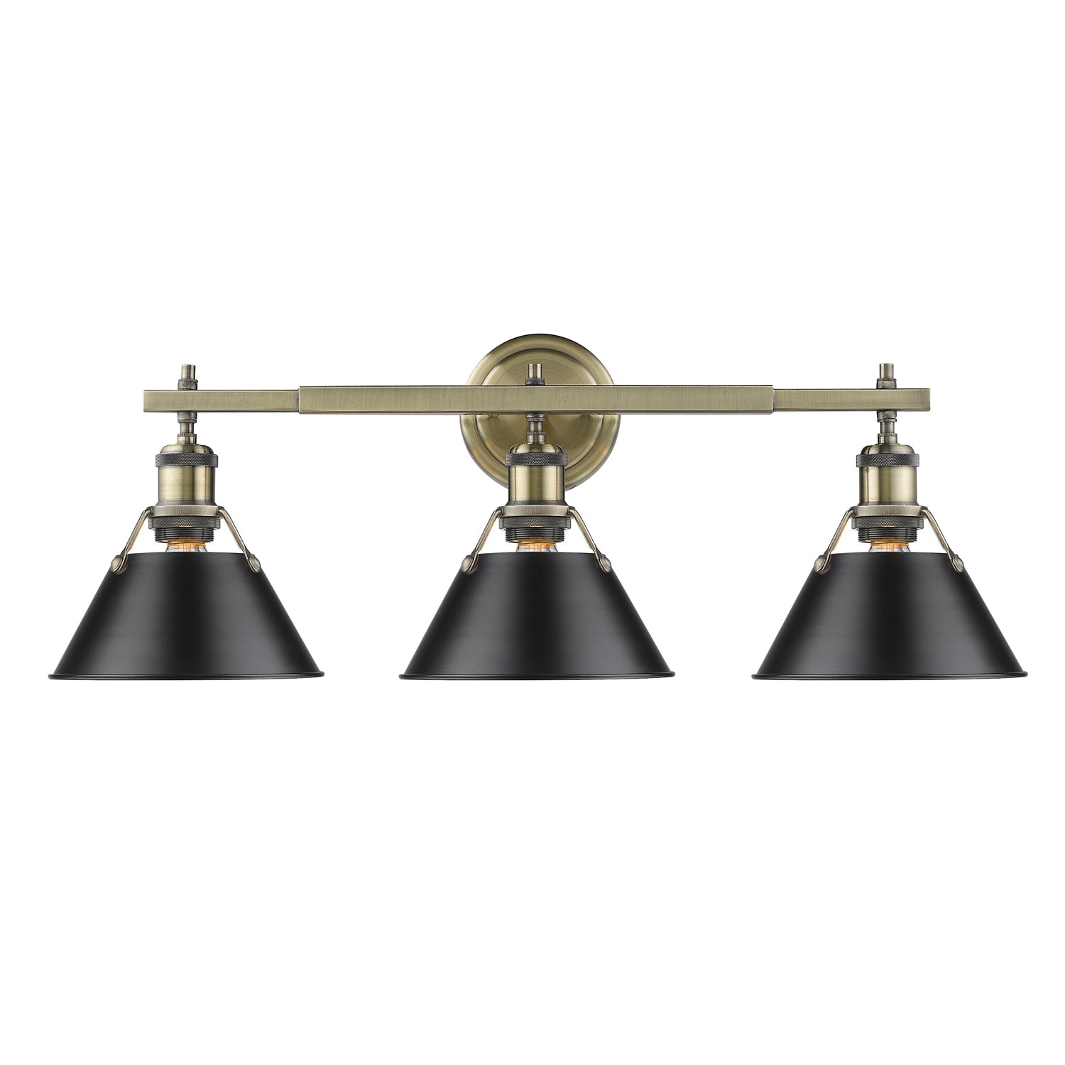 Golden - 3306-BA3 AB-BLK - Three Light Bath Vanity - Orwell - Aged Brass