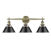 Golden - 3306-BA3 AB-BLK - Three Light Bath Vanity - Orwell - Aged Brass