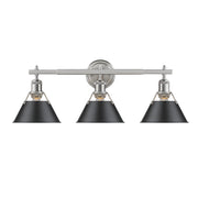 Golden - 3306-BA3 PW-BLK - Three Light Bath Vanity - Orwell - Pewter