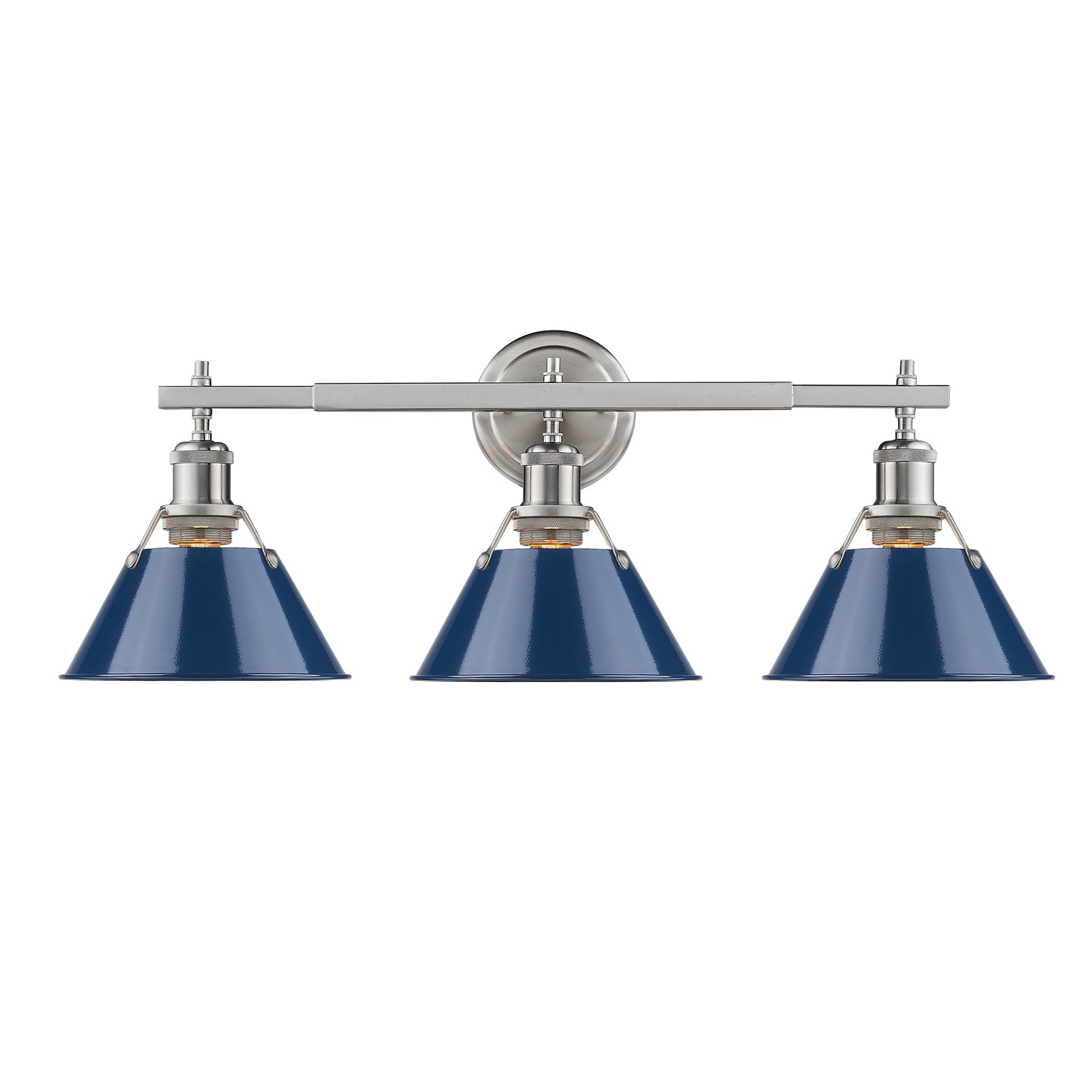 Golden - 3306-BA3 PW-NVY - Three Light Bath Vanity - Orwell - Pewter