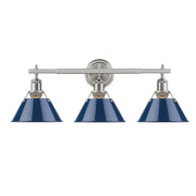 Golden - 3306-BA3 PW-NVY - Three Light Bath Vanity - Orwell - Pewter