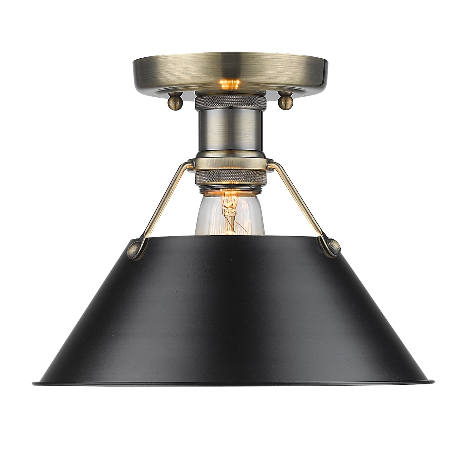 Golden - 3306-FM AB-BLK - One Light Flush Mount - Orwell - Aged Brass