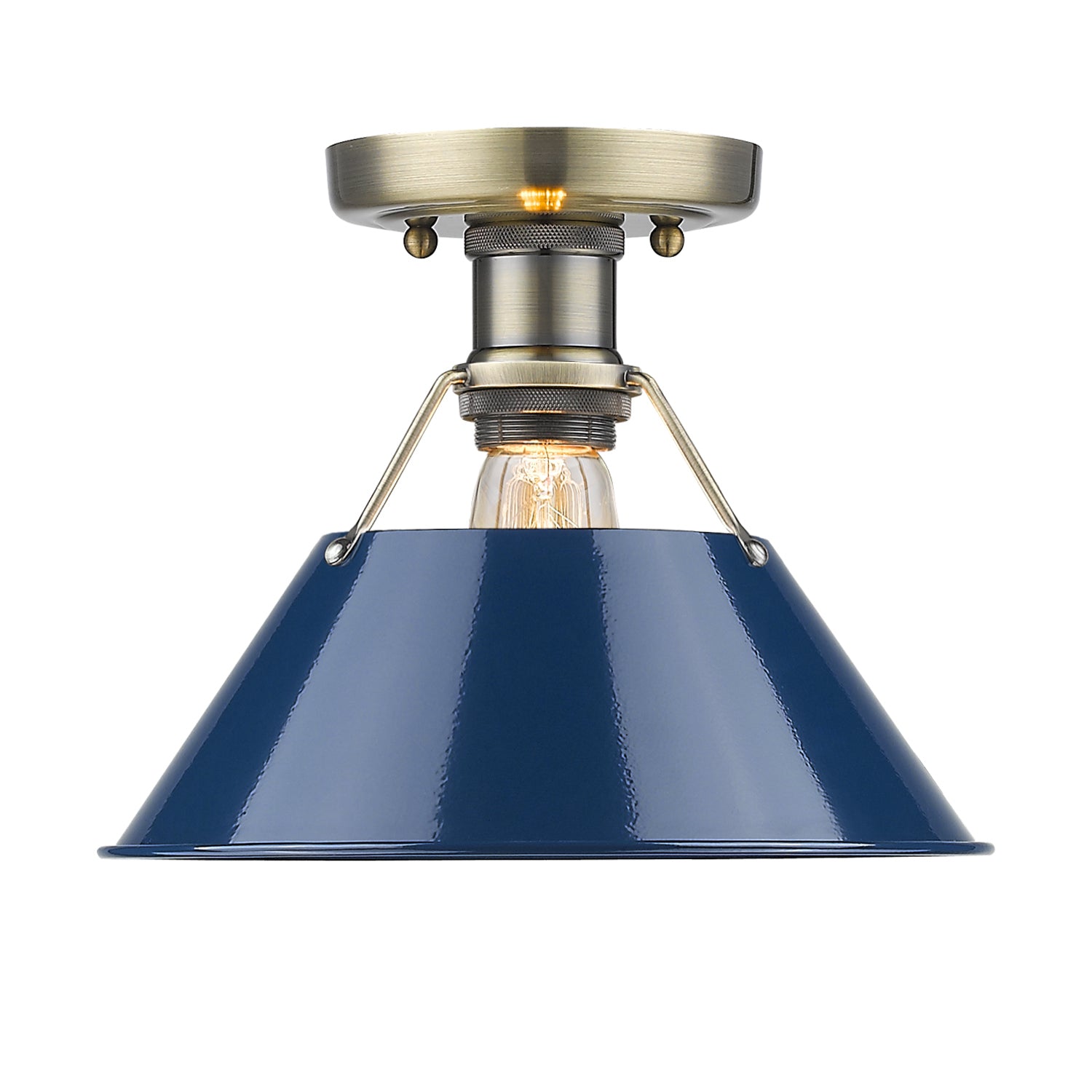 Golden - 3306-FM AB-NVY - One Light Flush Mount - Orwell - Aged Brass