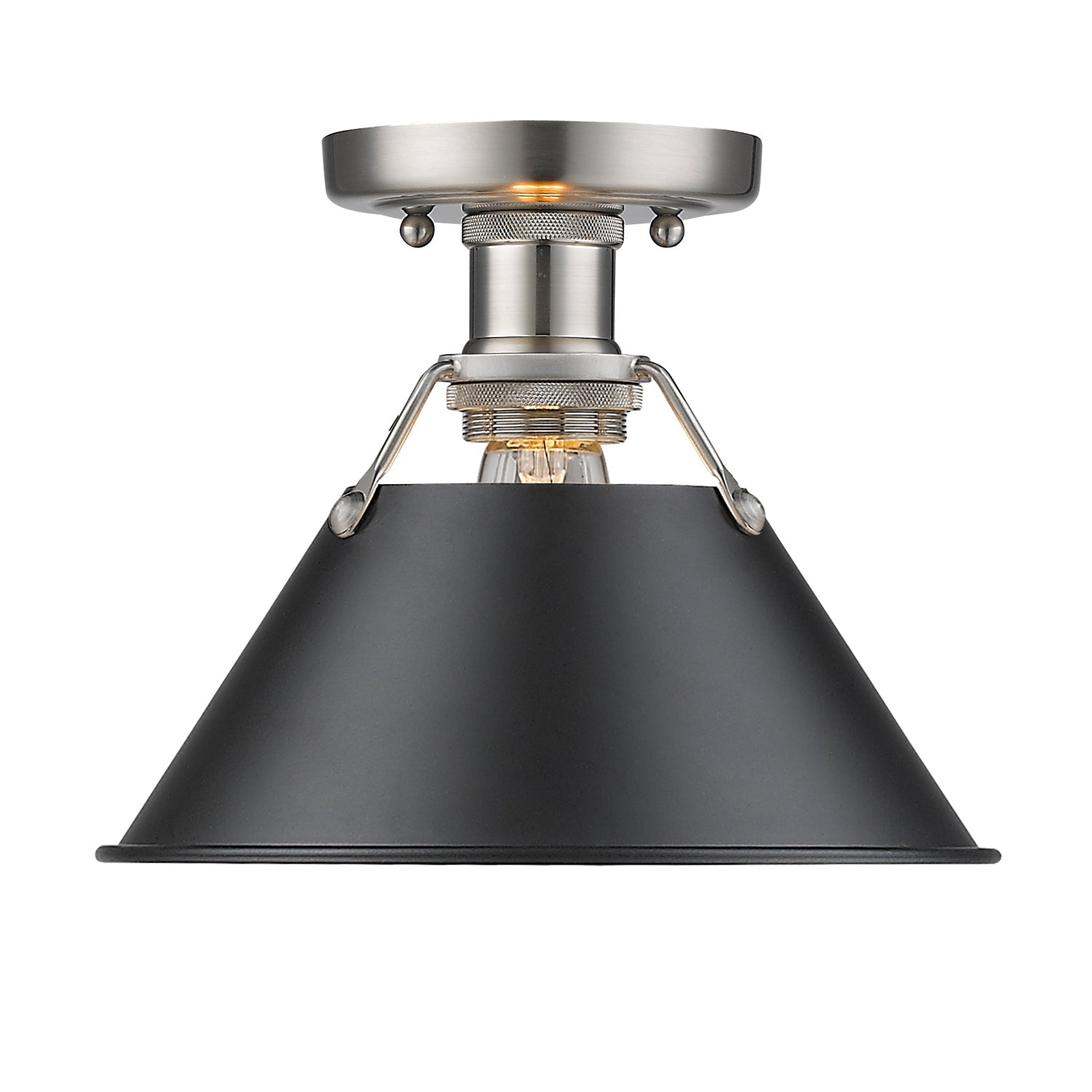 Golden - 3306-FM PW-BLK - One Light Flush Mount - Orwell - Pewter