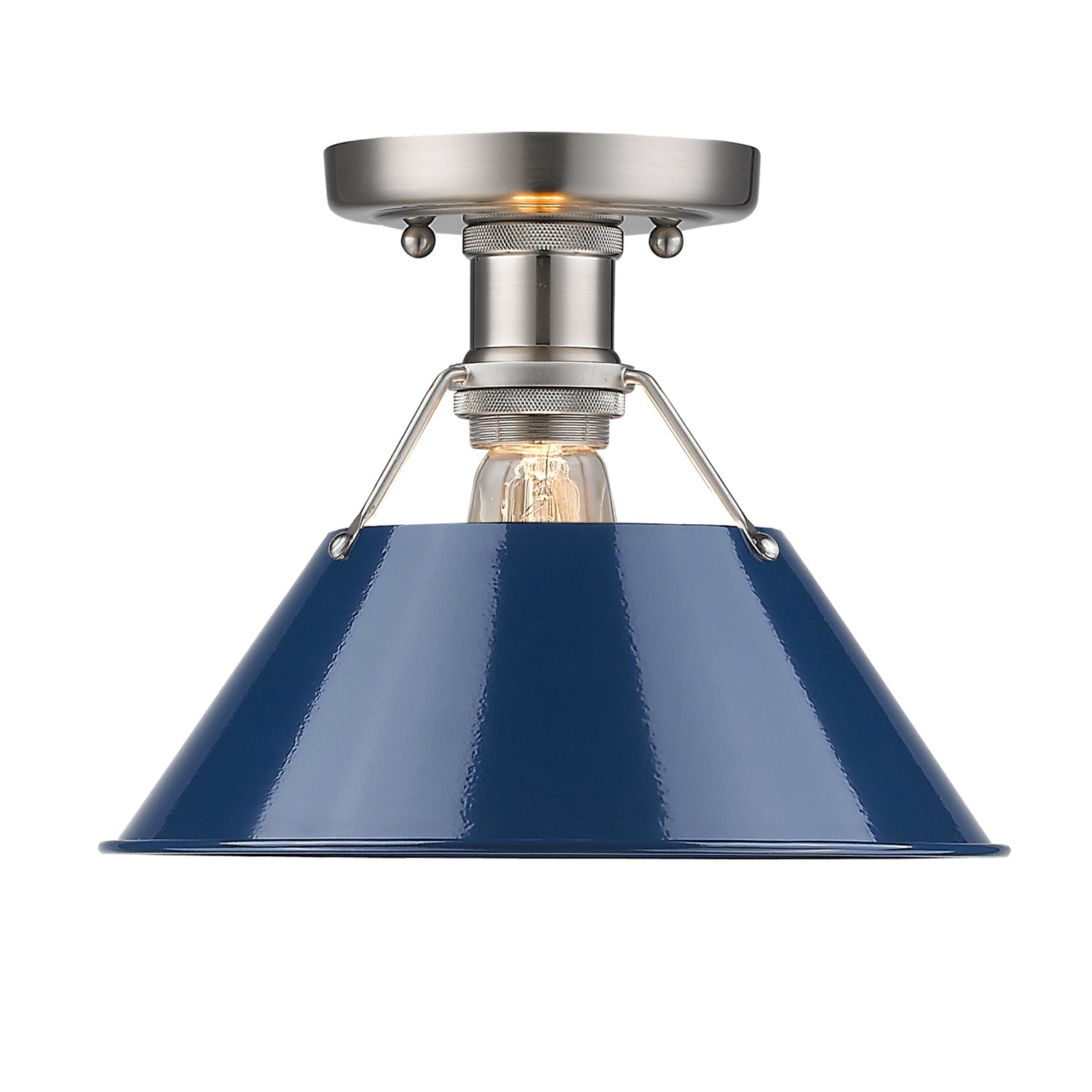 Golden - 3306-FM PW-NVY - One Light Flush Mount - Orwell - Pewter