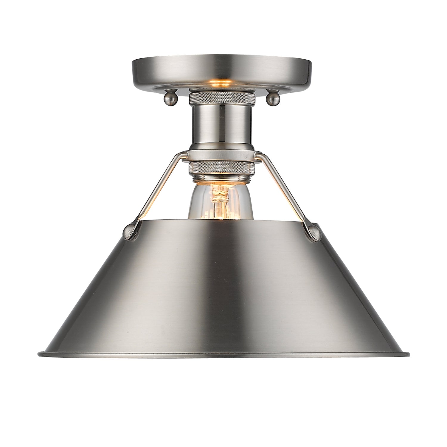 Golden - 3306-FM PW-PW - One Light Flush Mount - Orwell - Pewter